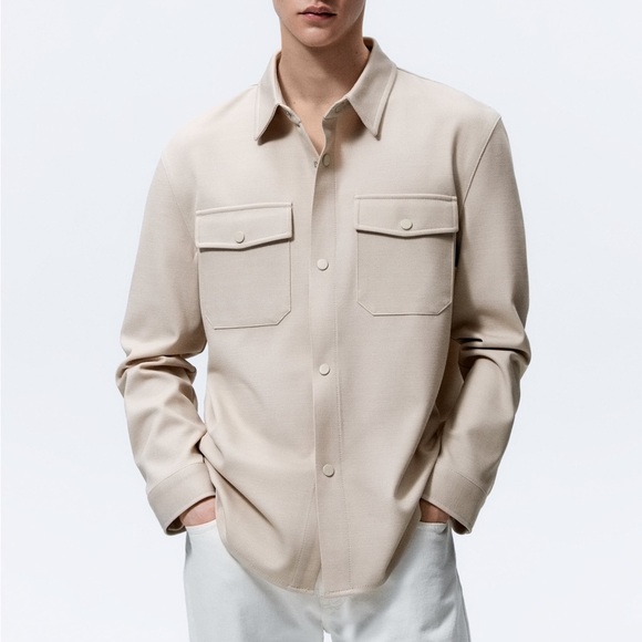 Zara Jackets Coats Zara Stretch Pocket Mink Overshirt Poshmark